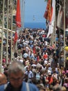 A crowd of people strolling on Republic Street in Valletta