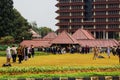 Crowd of people taking photos after graduation in University of Indonesia