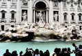 Crowd of people and Trevi Fountain in Rome city. It is it is the largest Baroque fountain in the Rome and one of the most famous