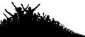 Crowd of people, vector silhouette background. Concert, party, sport, fans, cheerful, applause