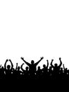 Crowd of people, vertical banner. Music or sport fans, cheerful people. Vector illustration