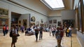 Crowd of people visiting the Lourve Royalty Free Stock Photo
