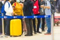 Crowd of people waiting in airport