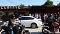 Crowd of people waiting for pancakes on a street in Vama Veche