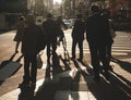 Crowd of people walking on city street crosswalk Royalty Free Stock Photo