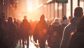 Crowd of people walking down the street in blurred motion Royalty Free Stock Photo