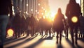 Crowd of people walking down the street in blurred motion Royalty Free Stock Photo