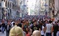 Crowd of people walking on Istiklal street in Istanbul, Turkey