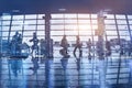 Crowd of people walking in modern airport Royalty Free Stock Photo