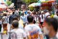 Crowd of people walking scramble in Sampeng Yaowarat market without paying attention to social distancing guidance from the Royalty Free Stock Photo