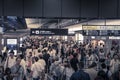 Crowd of people walking, Osaka Umeda train station, July, 15, 2017