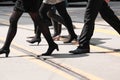 Crowd of people walking on zebra crossing street Royalty Free Stock Photo