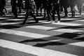 Crowd of people walking on zebra crossing street Royalty Free Stock Photo