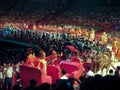 Crowd of people watch circus performance