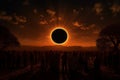 Crowd of people watching an annular solar eclipse Royalty Free Stock Photo