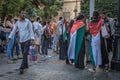 The crowd at the pro-Palestine and anti-Israel protest rally at Tunis after the hospital blast in Gaza strip.