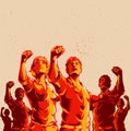Crowd protest fist revolution poster design