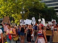 Crowd of protesters gathering outside following the overturning of Roe vs Wade Royalty Free Stock Photo