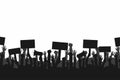 Crowd of protesters people. Silhouettes of people with banners and megaphones. Concept of revolution or protest Royalty Free Stock Photo