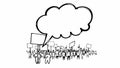 Crowd protesting with blank speech bubble for custom text Royalty Free Stock Photo