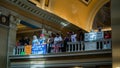 Crowd protesting vaccine mandates inside of Oklahoma Capitol