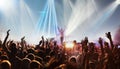 crowd with raised hands at concert festival banner Royalty Free Stock Photo