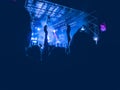 Crowd raising their hands and enjoying great festival party or concert.