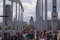 Crowd on the ramabla del mar, Barcelona, SPain Royalty Free Stock Photo