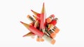 crowd of red pencil isolated over white background, Royalty Free Stock Photo