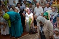 A crowd of residents in the church