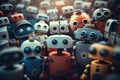 A crowd of robots. Generative AI