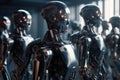A crowd of robots. Rise of the Machines. AI generative