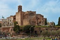 Crowd at Roman Forum, temple