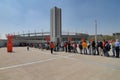 Crowd in a row wait ticketing for sport football match at Olympic Stadium Grande Torino