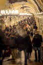 Crowd during rush hour in Moscow metro station, Russia