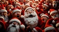 A crowd of Santa Claus look like people and screaming Royalty Free Stock Photo