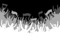 Crowd silhouette background. Soccer fan people baseball basketball football handball hockey audience tribune. Vector