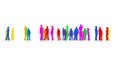 Crowd silhouettes of colorful people on white Royalty Free Stock Photo