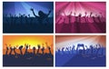 Crowd silhouettes at concert or festival dancing Royalty Free Stock Photo