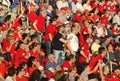 Crowd of spectators in the stands of the football field