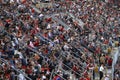 Crowd of spectators in the stands of the football field