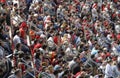 Crowd of spectators in the stands of the football field