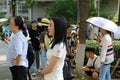 A crowd of students\' relatives at the opening ceremony for freshmen, Central South University, China