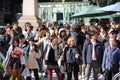 Crowd of stylish people at a crosswalk in Omotesando in Tokyo, Japan