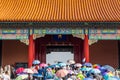 Crowd during a sunny day in the forbidden city in Beijing