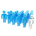 Crowd of symbolic human figures with a leader ahead