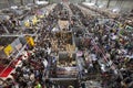 Crowd thousands people aerial view. Packed crowded fair. Romics 2015. Royalty Free Stock Photo