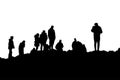 People at Hill Isolated Graphic Silhouette Royalty Free Stock Photo