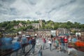 Crowd of Tourist Crossing Historic Bridge in Ironbridge Royalty Free Stock Photo