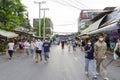 Crowd of tourist shopping in Chatuchak or Jatujak weekend market in Bangkok, Thailand. Royalty Free Stock Photo